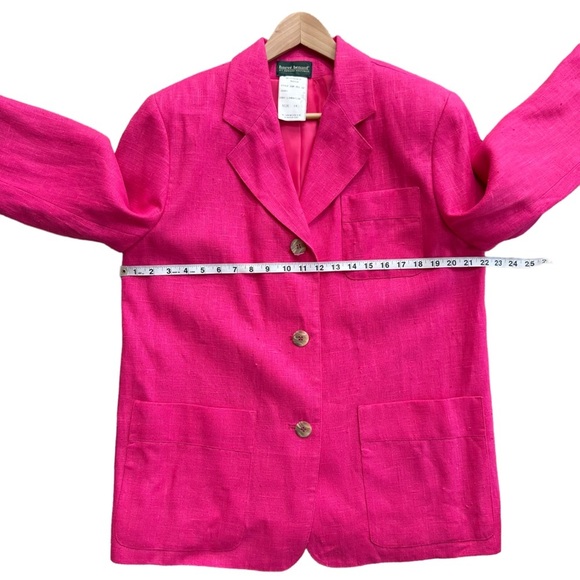 Vintage Harve' Benard Women's Pink 100% Linen with Front Pocket Jacket Size: 14 - Picture 8 of 13